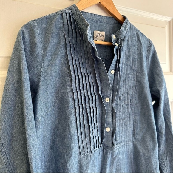 J.Crew Chambray collarless tuxedo shirt size small - Picture 6 of 9